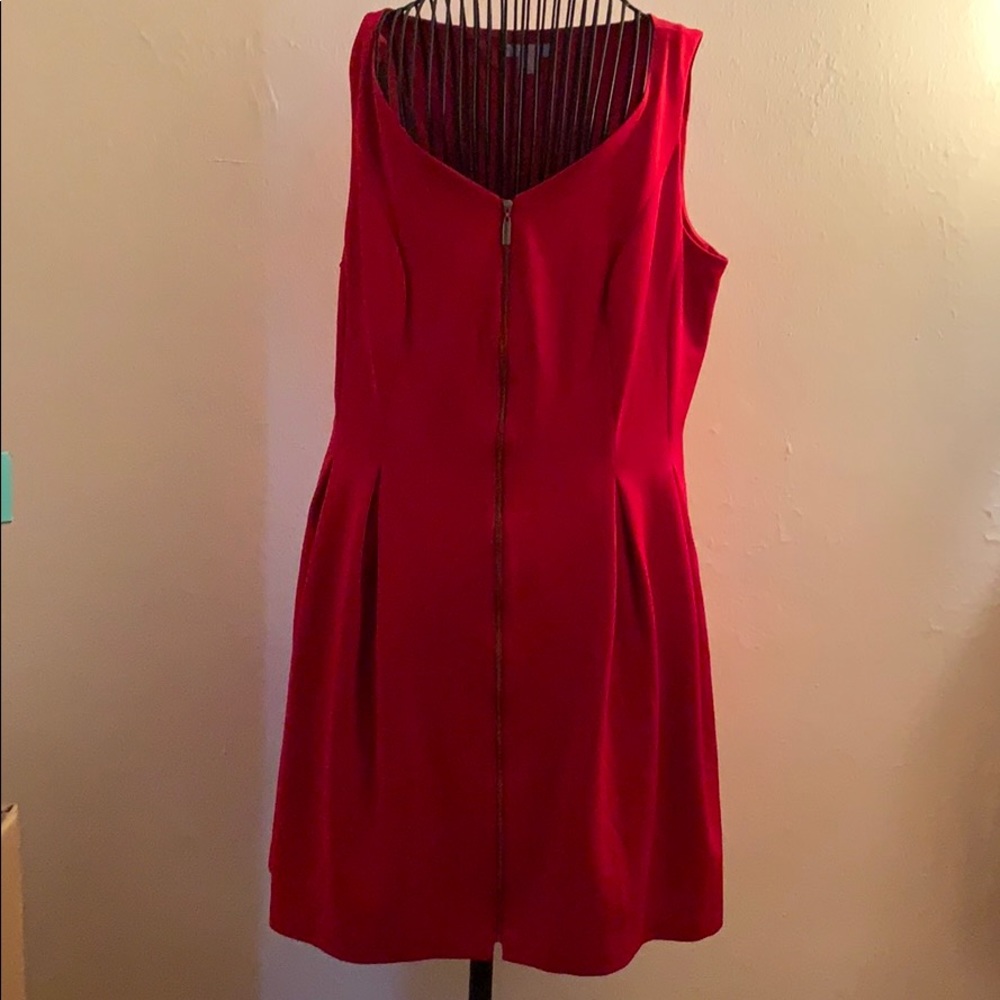 Pre loved red sleeveless stretchy dress .